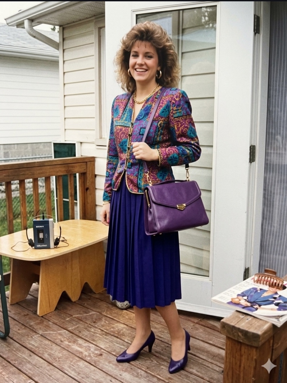 Vintage 80s  Adrianna Papell blazer, Tan Jay, Alia midi skirt, x4pc power set